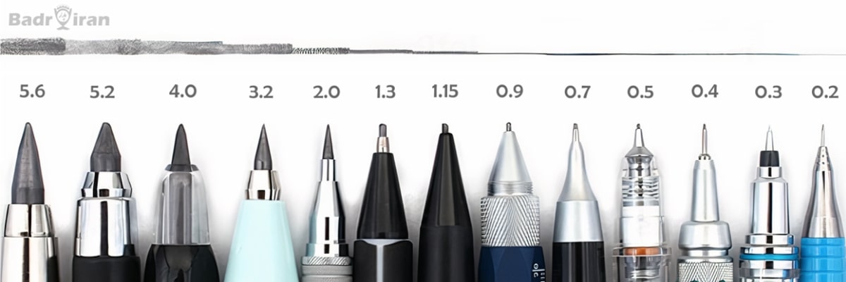 اندازه خطوط نوشتاری مداد نوکی